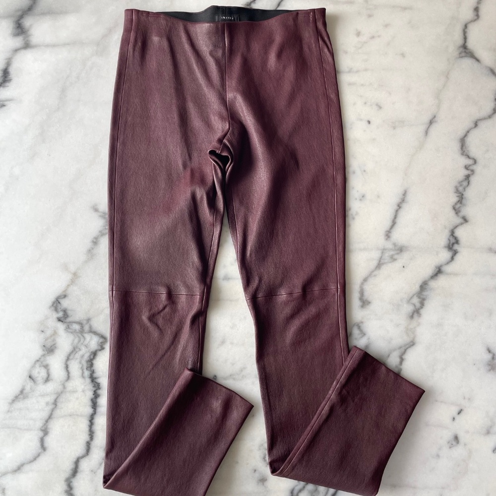 Theory Piall Lamb Leather Pull On Leggings
